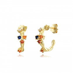 Boucles D'Oreilles Argent Zircone Boucle d'oreille Demi-Anneau - Zircone Multi - 16 mm - Dorure Or