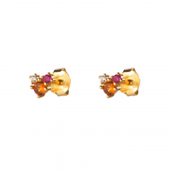 Pendiente Plata Circonita Pendientes Circonita Multi - 5 mm - Bañado Oro