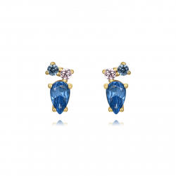 Pendiente Plata Circonita Pendientes - Circonita Pera multi - 8 * 4 mm - Bañada Oro y Plata Rodiada