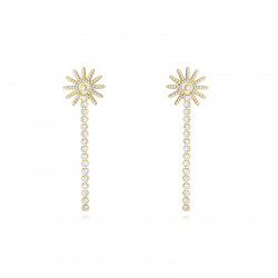 Silver Zircon Earrings Earrings Zirconia - Sun - 56 mm - Gold Plated