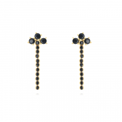 Silver Zircon Earrings Earrings Zirconia - Long - 36 mm - Gold Plated