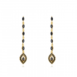 Silver Zircon Earrings Earrings Zirconia - Marquise Long - 36 mm - Gold Plated