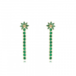 Pendiente Plata Circonita Pendientes Circonita - Flor Largo Marquesa - 36 mm - Bañado Oro