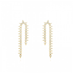 Boucles D'Oreilles Argent Zircone Boucles d'oreilles Spikes - Chaîne Zircone 50 mm - Dorure Or