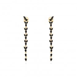 Silver Zircon Earrings Earrings Zirconia - Flower Marquise Long - 50 mm - Gold Plated