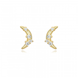 Silver Zircon Earrings Moon Earrings Multi Zirconia - 6,5 mmGold Plated and R