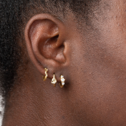 Silver Zircon Earrings Hoop Earrings - Zirconia - 11 mm - Gold Plated and Rhodium Silver
