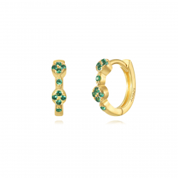 Pendiente Plata Circonita Pendientes Aro - Circonita Blanca - 11 mm - Bañado Oro y Plata Rodiada