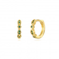 Pendiente Plata Circonita Pendientes Aro Rombo Hoja - Circonita Blanca - 11 mm - Bañado Oro y Plata Rodiada