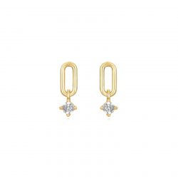 Silver Zircon Earrings Zircon Earrings - Oval  10*3,5mm - Gold Plated and Rhodium Silver