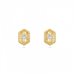 Pendiente Plata Circonita Pendientes Circonita 6*4mm Bañado Oro y Plata Rodiada