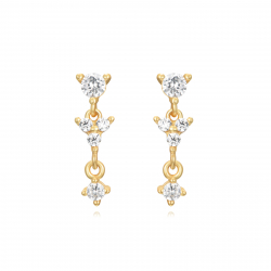 Silver Zircon Earrings Flower Earrings - Zirconia 14 mm - Gold Plated and Rhodium