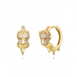 Boucles D'Oreilles Argent Zircone Boucles d'oreilles Jaguar - Zircone 14 mm - Dorure Or