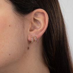 Silver Zircon Earrings Multi Zirconia - Hoop Earring - Gold Plated