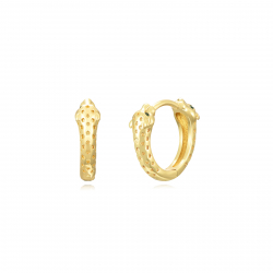 Silver Zircon Earrings Snake Hoop Earrings - Zirconia - 14mm - Gold Plated