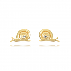 Silver Zircon Earrings Snail  Earrings - Zircon 9,5*6mm - Gold Plated and Rhodium Silver