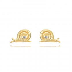 Pendiente Plata Circonita Pendientes Caracol 9,5*6mm Circonita Bañado Oro y Plata Rodiada