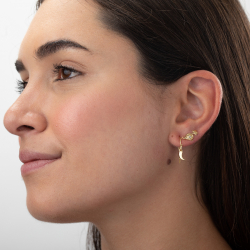Pendiente Plata Circonita Pendientes Caracol 9,5*6mm Circonita Bañado Oro y Plata Rodiada