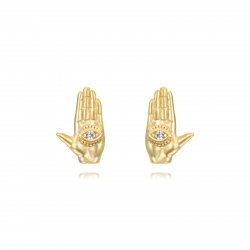 Silver Zircon Earrings Hand Signals Earrings - Talk to my hand  10*6mm - Gold Plated