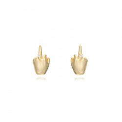  Hand Signals Earrings - F-You  10*5mm - Gold Plated