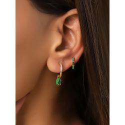 Boucles D'Oreilles Argent Zircone Boucles d'oreilles Anneau 14&nbsp;mm - Émail - Zircone 7&nbsp;mm - Dorure Or