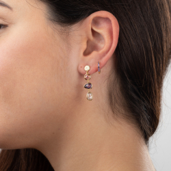 Pendiente Plata Lisa Pendientes Plata - Circonita Multi - 24 mm - Bañado Oro