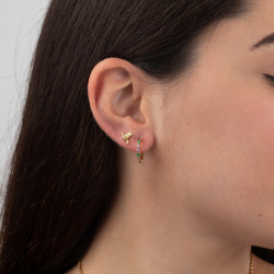 Silver Zircon Earrings Semi Hoop - Zirconia Earrings - 17 mm and 15 mm - Gold Plated and Rhodium silver