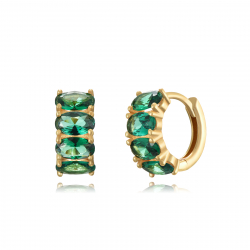 Pendiente Plata Circonita Pendientes Aro - Circonita Oval - 12 mm - Bañado Oro y Plata Rodiada