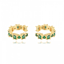 Pendiente Plata Circonita Pendientes Ear Cuff - Circonita Rectangulo - 15 mm - Bañado Oro y Plata Rodiada