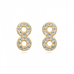 Pendiente Plata Circonita Pendientes - Circonita 2 Circulos - 8 mm - Bañado Oro y Plata Rodiada