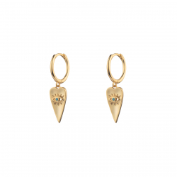 Ohrringe Silber Zirkonia Pendientes Corazon - Ojo de  Turco - Turquesa - 11+13 mm - Bañado Oro y Plata Rodiada