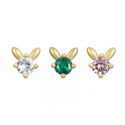 Silver Zircon Earrings Earrings Zirconia - Rabbit 5*5mm - Gold Plated and Rhodium Silver