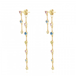 Silver Zircon Earrings Earjacket Earrings -  White Zirconia 52 and 22cm - Gold Plated and Rhodium Silver