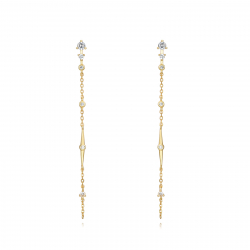 Pendiente Plata Circonita Pendientes Largo - Circonita 70mm - Bañado Oro y Plata Rodiada