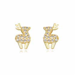 Pendiente Plata Circonita Pendientes Reno - Circonita - 7mm - Bañada Oro y Plata Rodiada