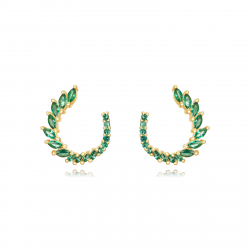 Pendiente Plata Circonita Pendientes Corona - Circonita - 13mm - Bañada Oro y Plata Rodiada
