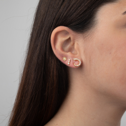 Pendiente Plata Circonita Pendientes Corona - Circonita - 13mm - Bañada Oro y Plata Rodiada