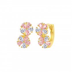 Pendiente Plata Circonita Pendientes Aro Flor - Circonita 8mm - Bañado oro y Plata Rodiada