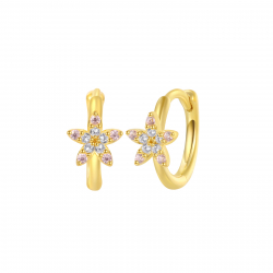Pendiente Plata Circonita Pendientes Aro Estrella - Circonita 5,5mm - Bañado oro y Plata Rodiada
