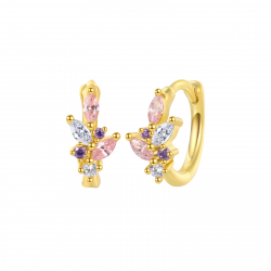 Pendiente Plata Circonita Pendientes Aro Enredadera - Circonita 9mm - Bañado oro y Plata Rodiada