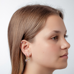 Pendiente Plata Circonita Pendientes Circonita - Lagrima Aro 13mm - Bañado Oro y Plata Rodiada