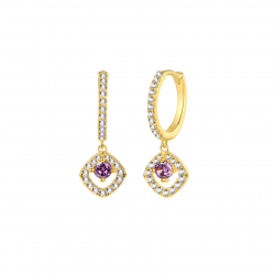 Pendiente Plata Circonita Pendientes Circonita - Cuadrado Aro 13mm - Bañado Oro y Plata Rodiada