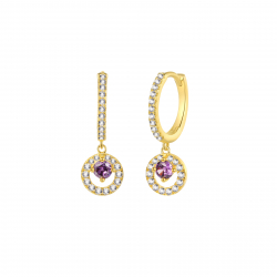 Pendiente Plata Circonita Pendientes Circonita - Redondo Aro 13mm - Bañado Oro y Plata Rodiada