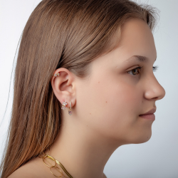 Silver Zircon Earrings Heart Earrings - Zirconia Aro 13mm - Gold Plated and Rhodium Silver