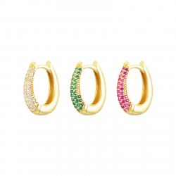 Pendiente Plata Circonita Pendientes Aro Oval Circonita 15*13,5 mm outer Bañado oro y Plata Rodiada