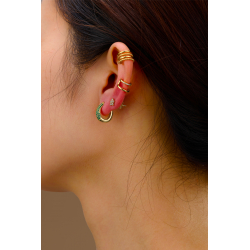 Pendiente Plata Circonita Pendientes Aro Oval Circonita 15*13,5 mm outer Bañado oro y Plata Rodiada