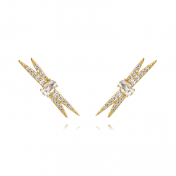 Silver Zircon Earrings Crozz Earrings 22 mm - Zirconia - Gold plated and Rhodium Silver