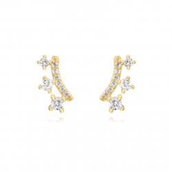 Pendiente Plata Circonita Pendientes 13 mm - Circonita - Bañado oro y Plata Rodiada