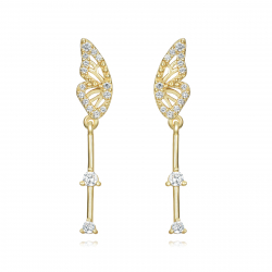 Pendiente Plata Circonita Pendientes Mariposa 31 mm - Circonita - Bañado oro y Plata Rodiada