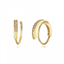 Pendiente Plata Circonita Pendientes Espiral - 13 mm - Circonita - Bañado oro y Plata Rodiada